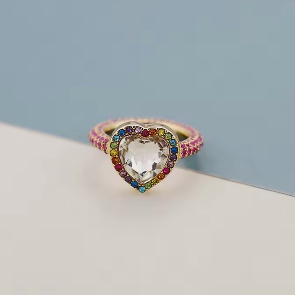 Kurt Geiger Gold Ring with Multicolor Gemstones New No Box - Picture 4 of 8